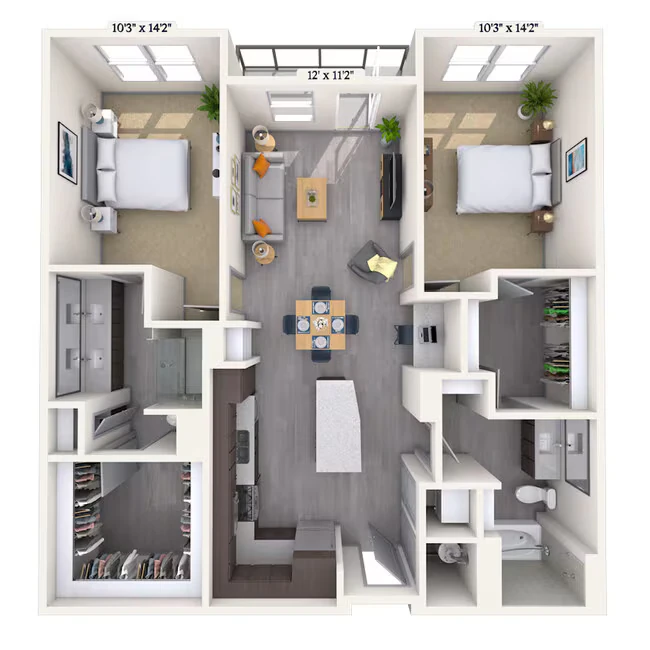 Traditional 2x2 1202-1318 SF 134 floor plan